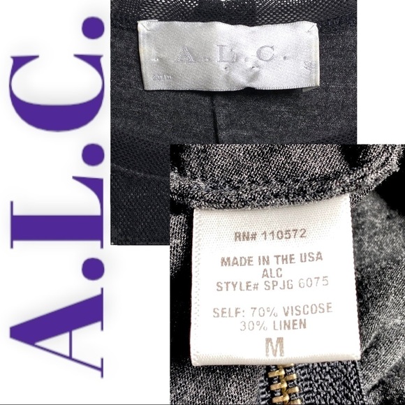 A.L.C. Linen Blend Bodycon T-Shirt Asymmetric Wrap Zipper Dress, Size Medium - Picture 6 of 8